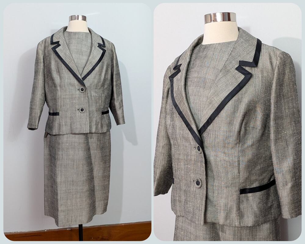 Fashions By Hong Kong Mail Order Haute 50s Tweed Wiggle Dress w/ Matching Jacket